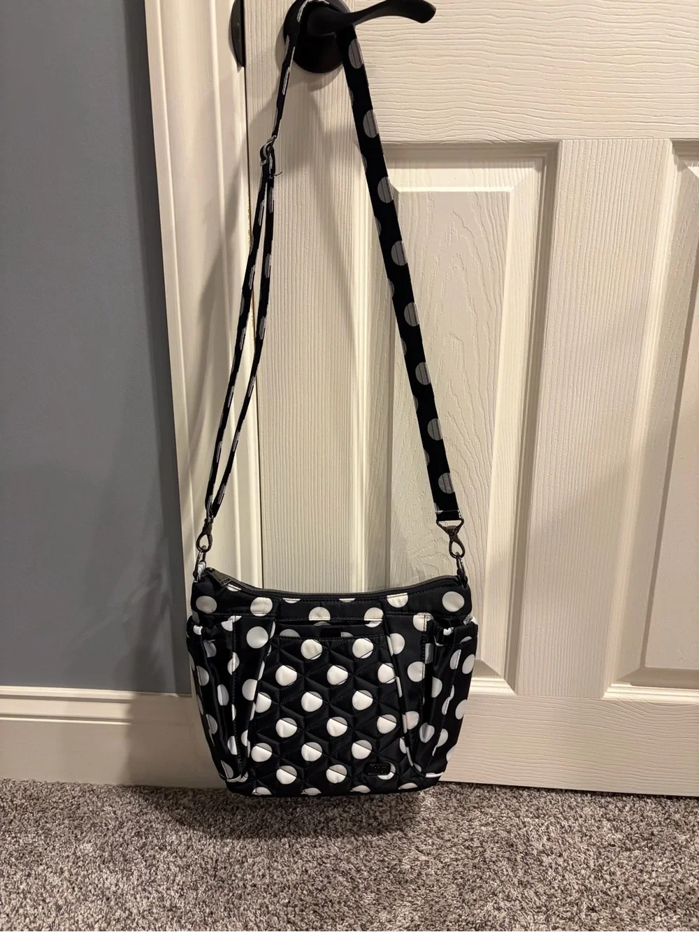 lug Mini Shuffle - Quilted Polka Dot Crossbody Bag - Black & White